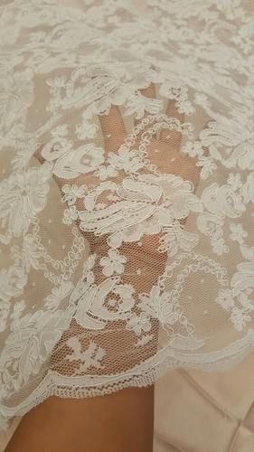 White bridal lace fabric - white,